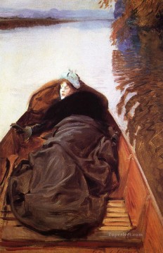  River Oil Painting - Autumn on the River aka Miss Violet Sargent John Singer Sargent